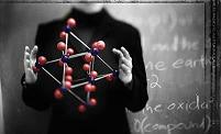 man holding molecule